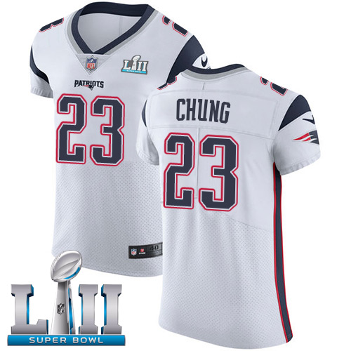 Nike Patriots #23 Patrick Chung White Super Bowl LII Men's Stitched NFL Vapor Untouchable Elite Jersey - Click Image to Close